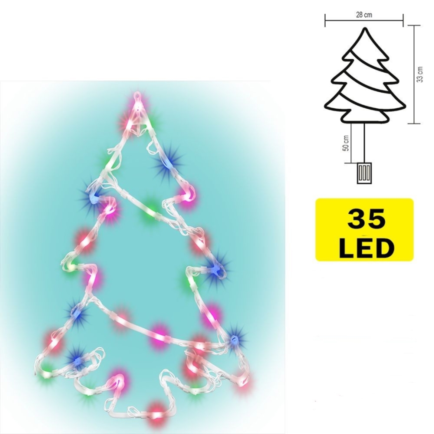LED vinduesdekoration 35xLED/3xAA flerfarvet