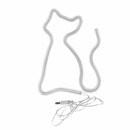 LED Vægdekoration neon CAT LED/3W/3xAA USB gul