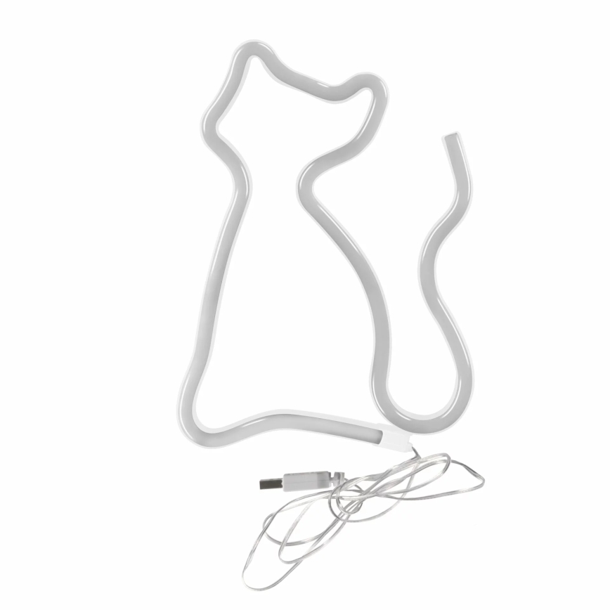 LED Vægdekoration neon CAT LED/3W/3xAA USB gul
