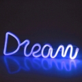 LED Vægdekoration neon DREAM LED/3W/3xAA USB blå
