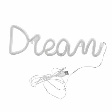 LED Vægdekoration neon DREAM LED/3W/3xAA USB blå