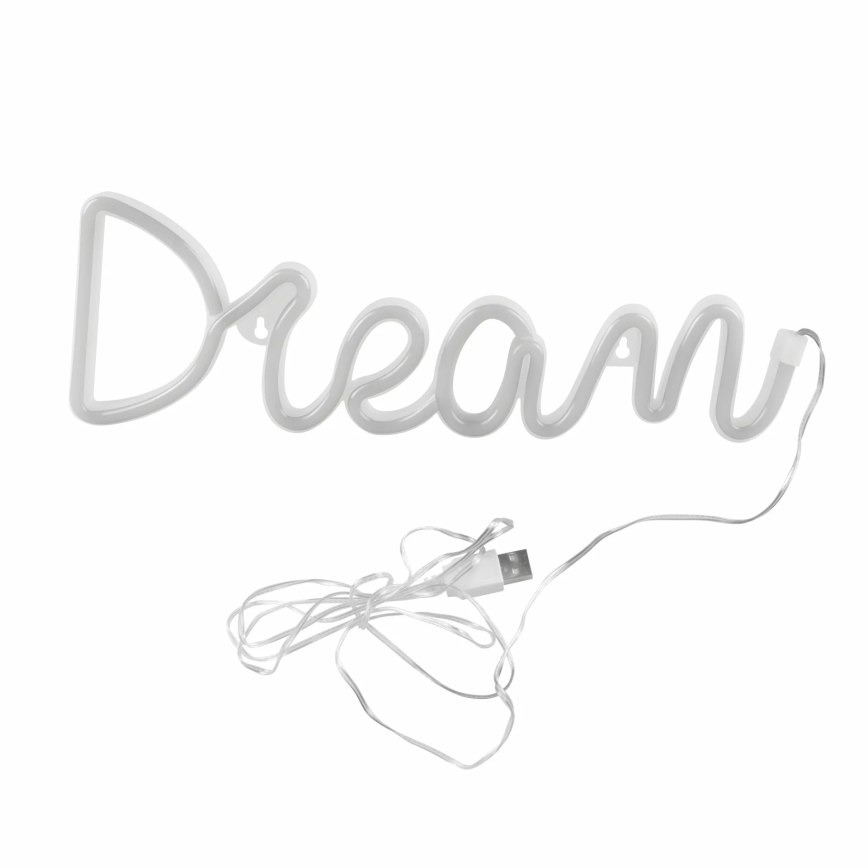 LED Vægdekoration neon DREAM LED/3W/3xAA USB blå