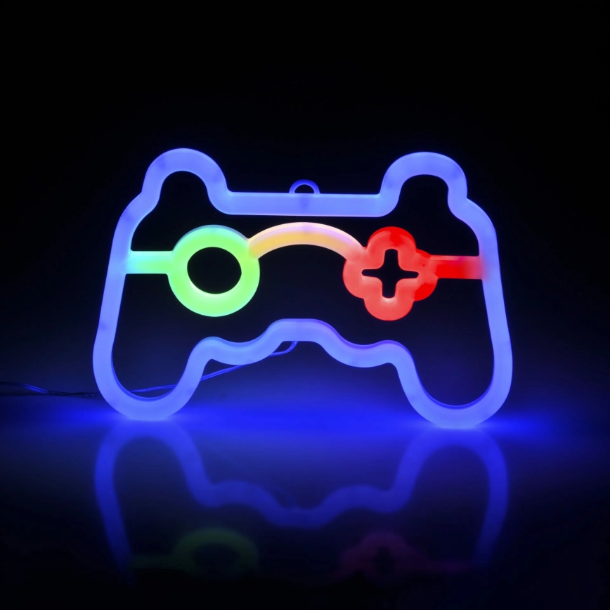 LED Vægdekoration neon GAME LED/3W/3xAA USB blå
