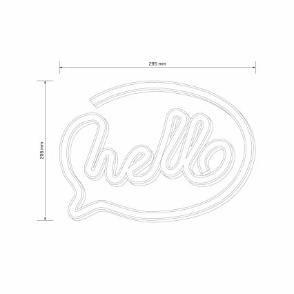 LED Vægdekoration neon HELLO LED/3W/3xAA USB lyserød
