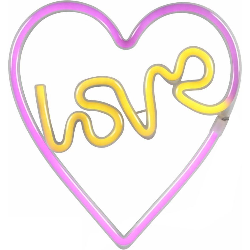 LED Vægdekoration neon LOVE LED/3W/3xAA USB lyserød