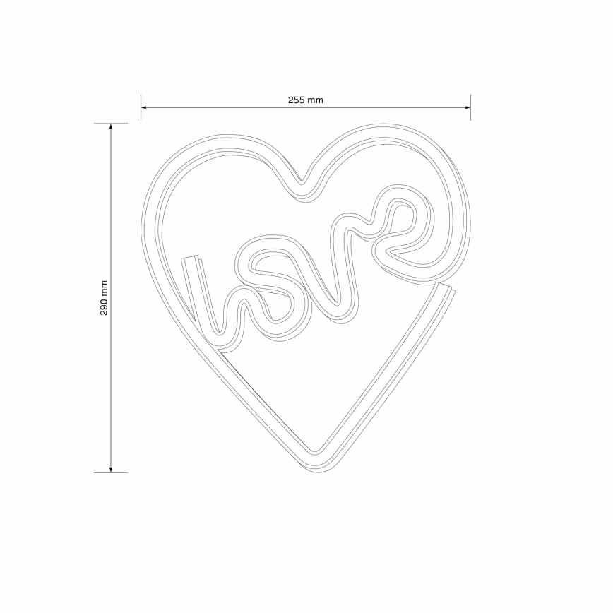 LED Vægdekoration neon LOVE LED/3W/3xAA USB lyserød