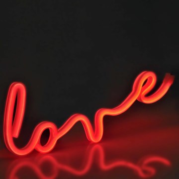 LED Vægdekoration neon LOVE LED/3W/3xAA USB rød