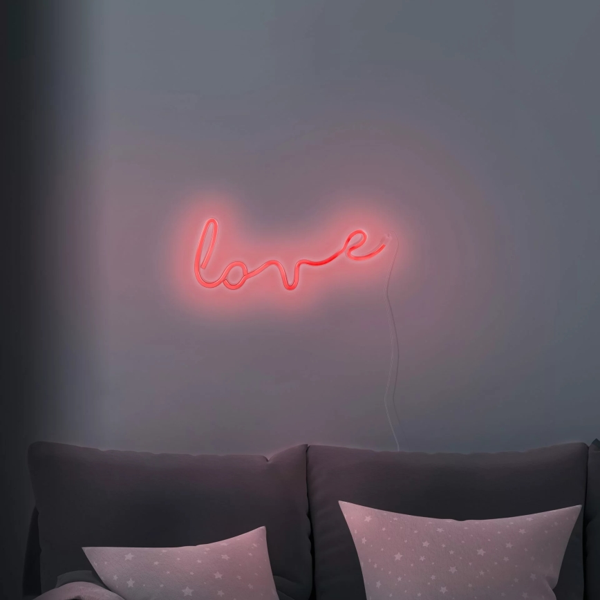 LED Vægdekoration neon LOVE LED/3W/3xAA USB rød