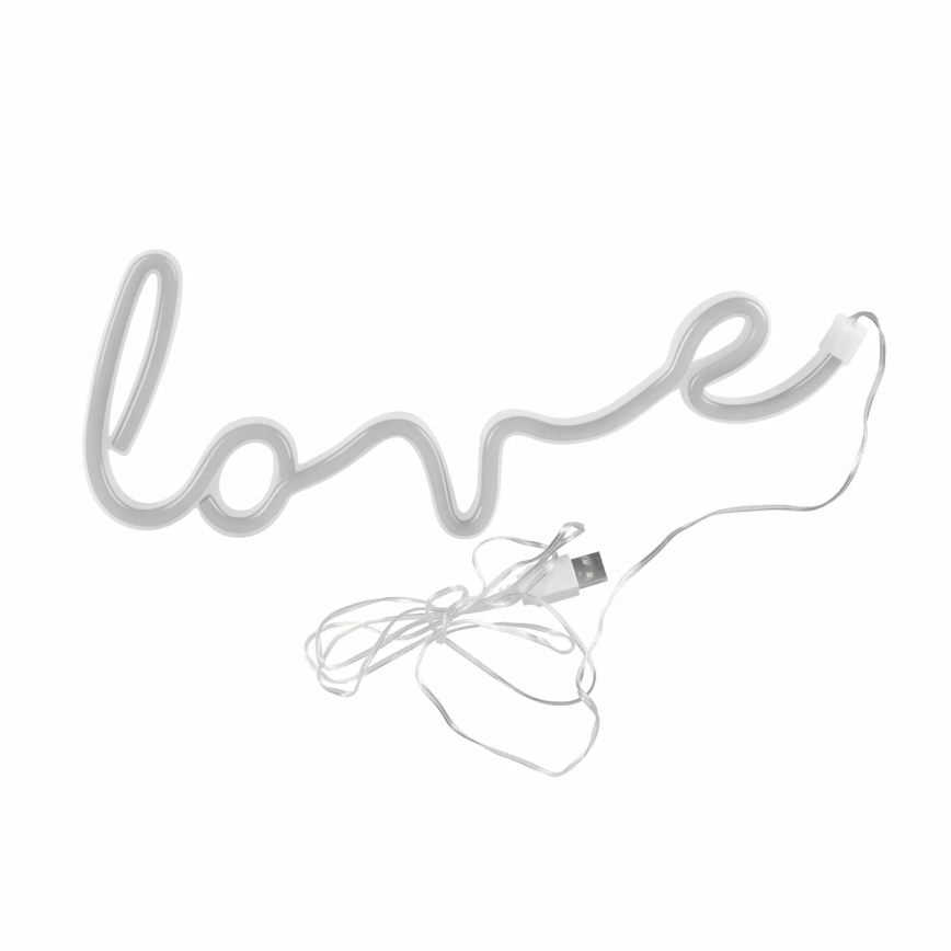 LED Vægdekoration neon LOVE LED/3W/3xAA USB rød