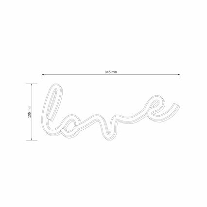 LED Vægdekoration neon LOVE LED/3W/3xAA USB rød