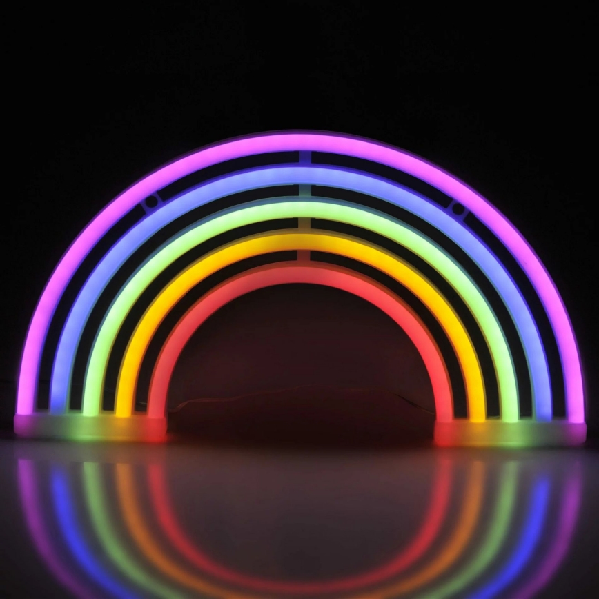 LED Vægdekoration neon RAINBOW LED/3W/3xAA USB flerfarvet