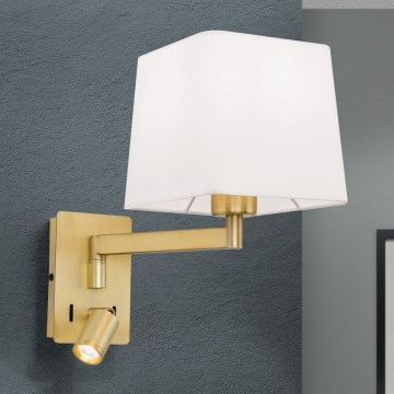LED væglampe CARLTON 1xE27/40W/230V + LED/3W hvid/guldfarvet