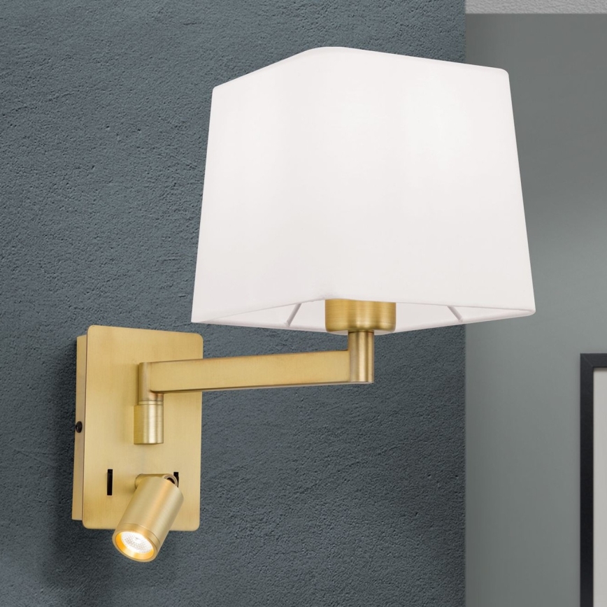 LED væglampe CARLTON 1xE27/40W/230V + LED/3W hvid/guldfarvet