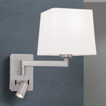 LED væglampe CARLTON 1xE27/40W/230V + LED/3W hvid/mat krom