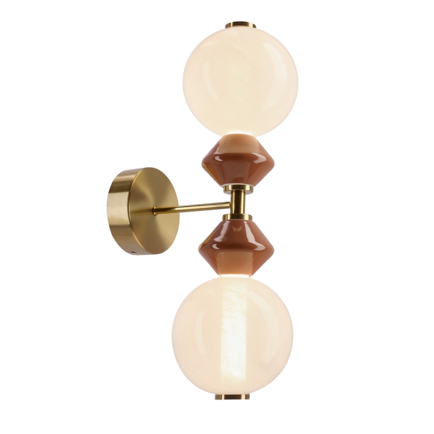 LED Væglampe FLORES 2xLED/5W/230V guld/brun