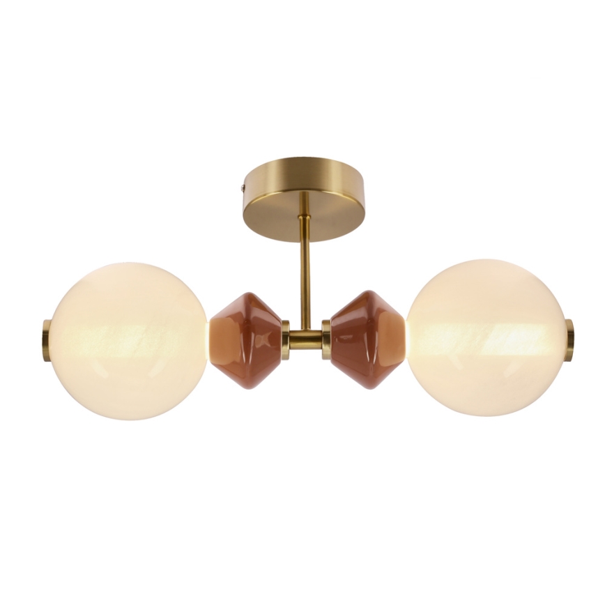 LED Væglampe FLORES 2xLED/5W/230V guld/brun