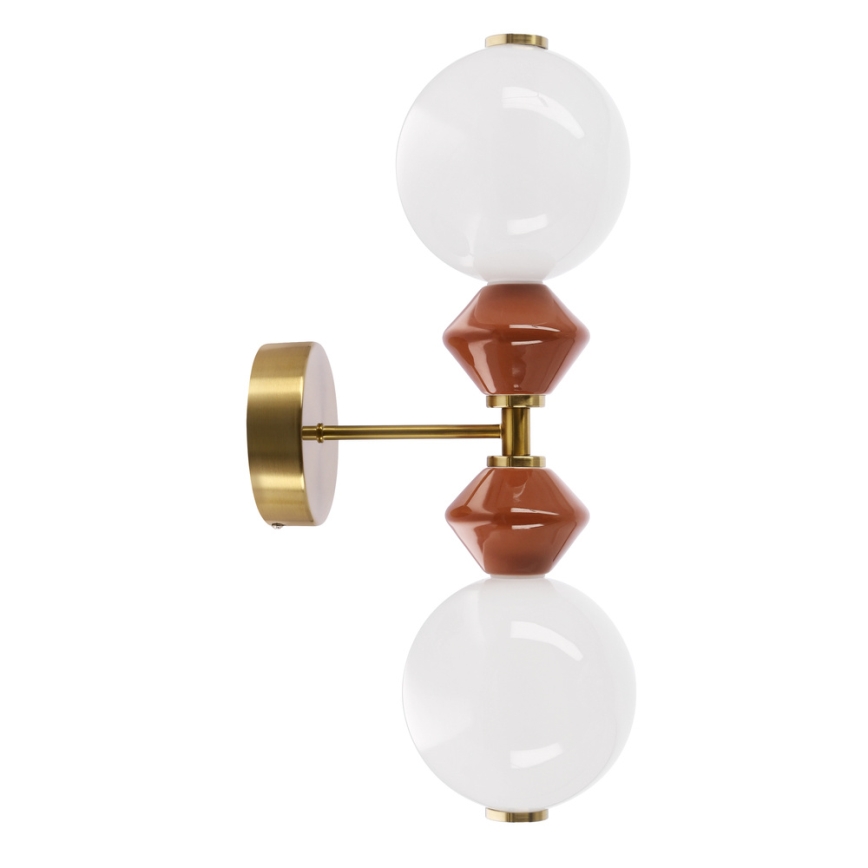 LED Væglampe FLORES 2xLED/5W/230V guld/brun