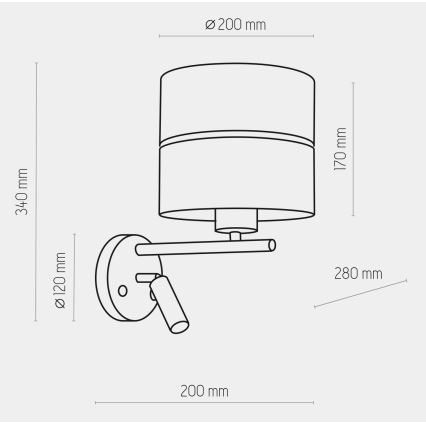 LED væglampe HILTON 1xE27/15W/230V + LED/3W/230V messing/sort