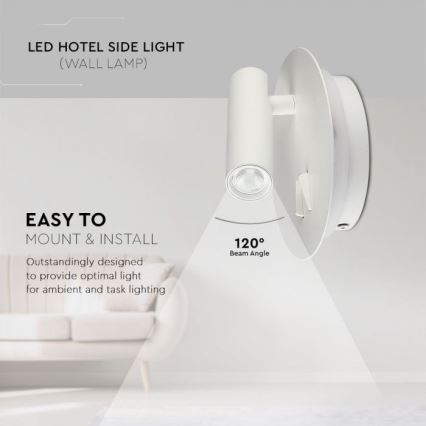 LED væglampe LED/3W/230V + LED/6W/230V 3000K hvid
