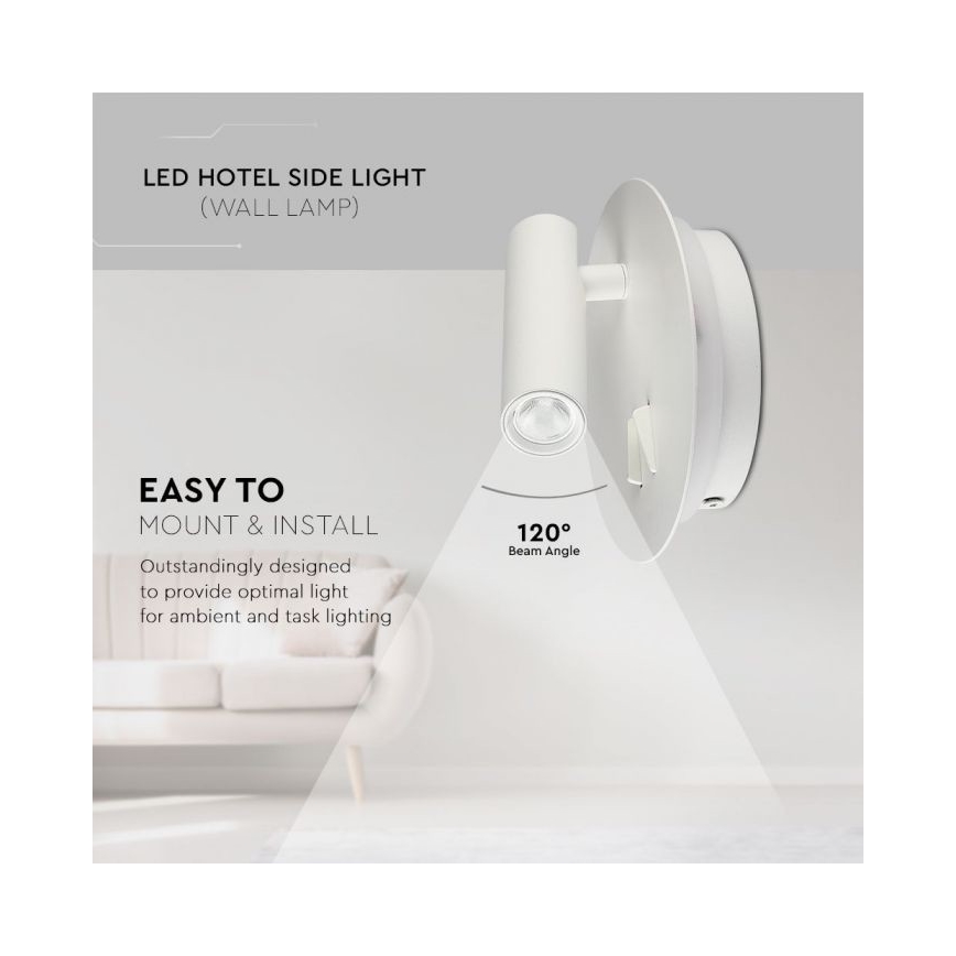LED væglampe LED/3W/230V + LED/6W/230V 3000K hvid