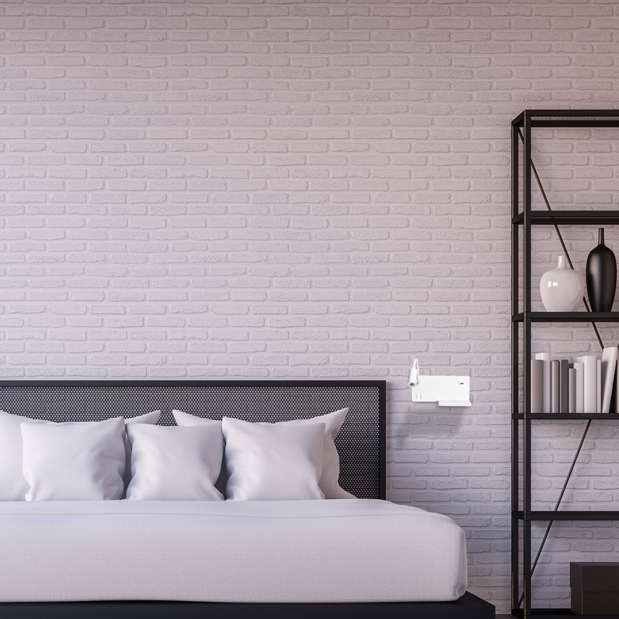 LED væglampe med hylde SHELF 1xLED/4W+1xLED/5W+1xLED/2W/230V + USB-port hvid