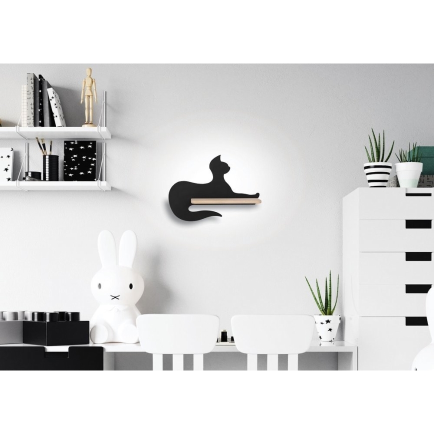 LED væglampe med hylde til børn BLACK CAT LED/5W/230V