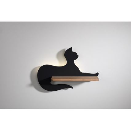 LED væglampe med hylde til børn BLACK CAT LED/5W/230V