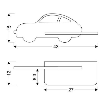 LED væglampe med hylde til børn CAR LED/5W/230V blå/træ