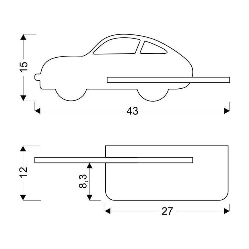 LED væglampe med hylde til børn CAR LED/5W/230V blå/træ