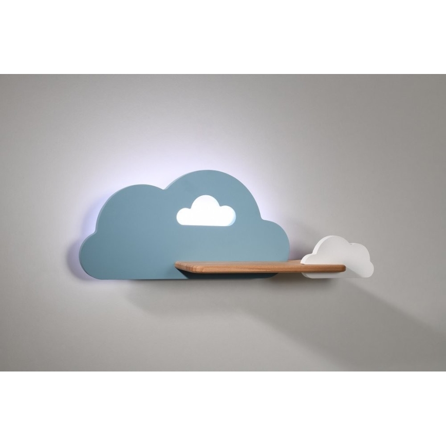 LED væglampe med hylde til børn CLOUD LED/5W/230V blå/hvid