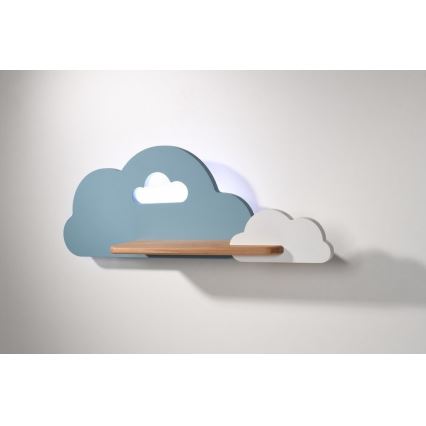 LED væglampe med hylde til børn CLOUD LED/5W/230V blå/hvid