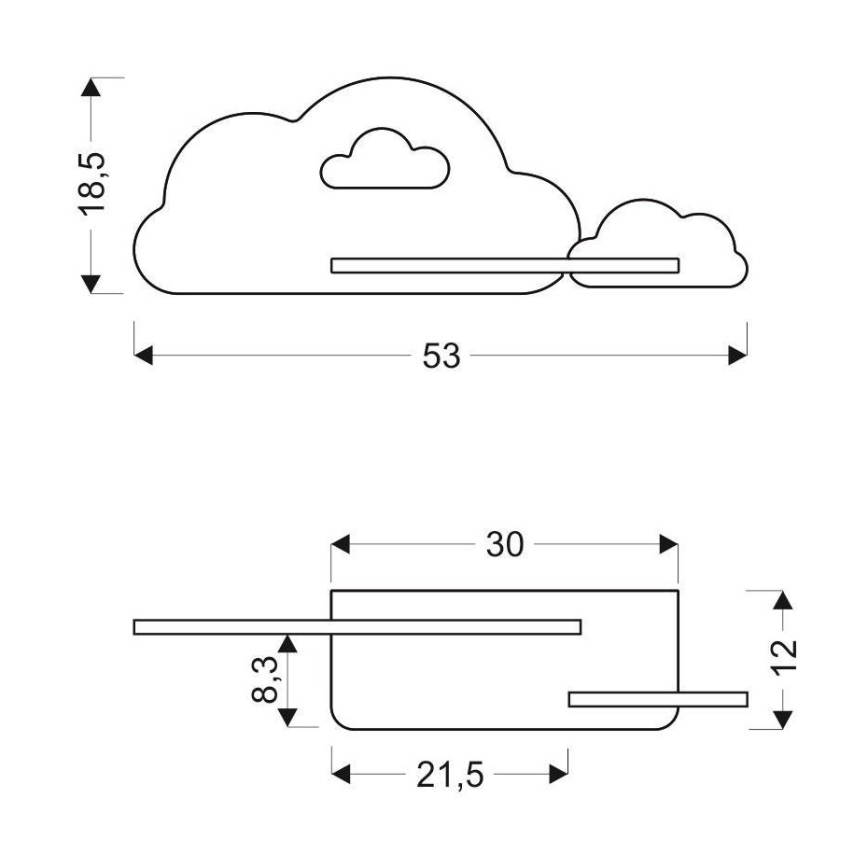 LED væglampe med hylde til børn CLOUD LED/5W/230V blå/hvid