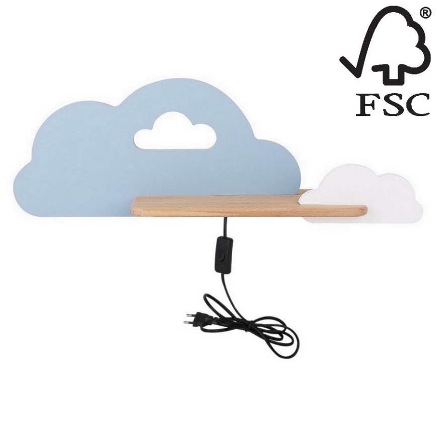 LED væglampe med hylde til børn CLOUD LED/5W/230V blå/hvid