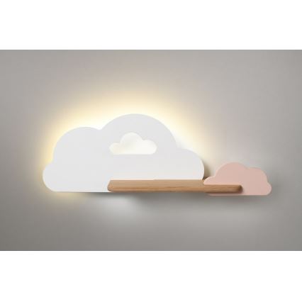 LED væglampe med hylde til børn CLOUD LED/5W/230V hvid/lyserød