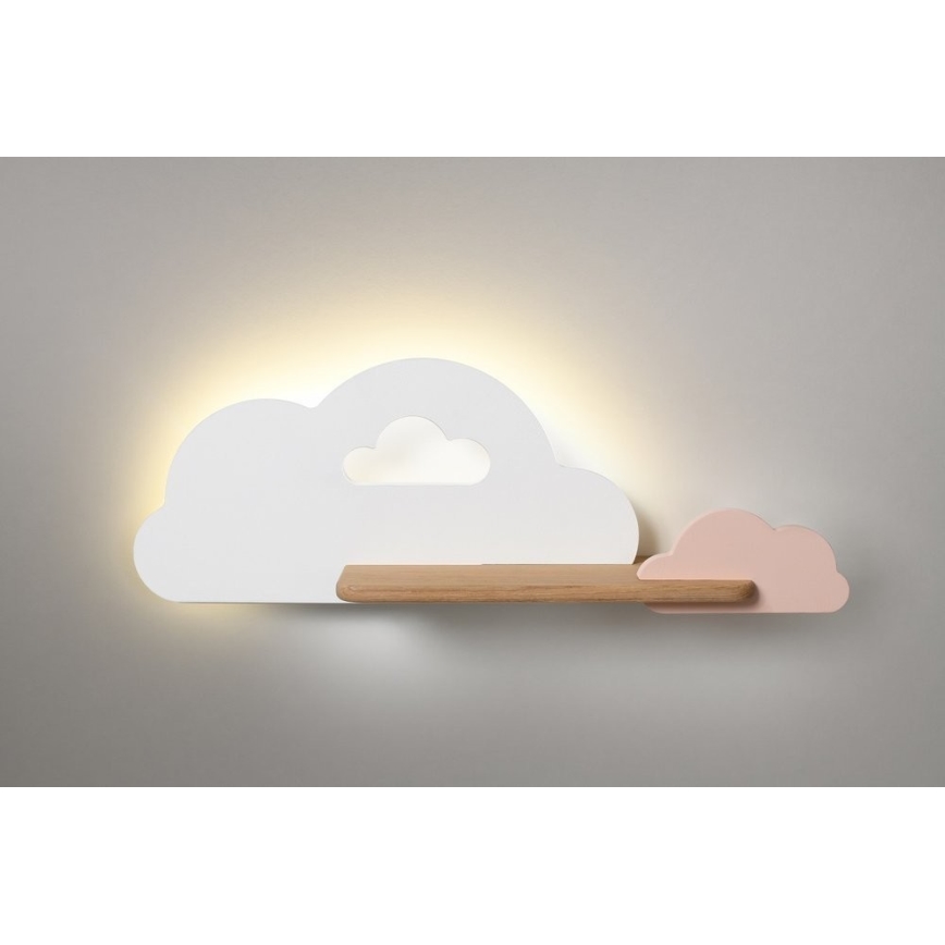 LED væglampe med hylde til børn CLOUD LED/5W/230V hvid/lyserød