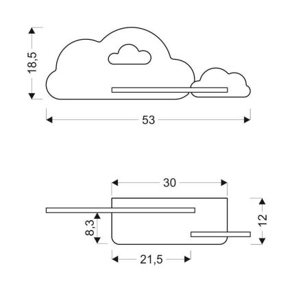 LED væglampe med hylde til børn CLOUD LED/5W/230V lyserød/hvid