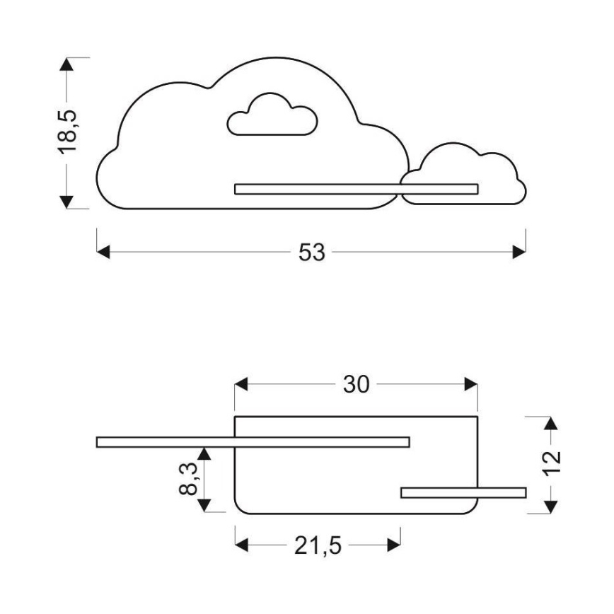 LED væglampe med hylde til børn CLOUD LED/5W/230V lyserød/hvid