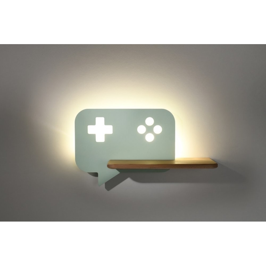 LED væglampe med hylde til børn CONSOLE LED/5W/230V grøn