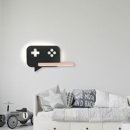 LED væglampe med hylde til børn CONSOLE LED/5W/230V sort