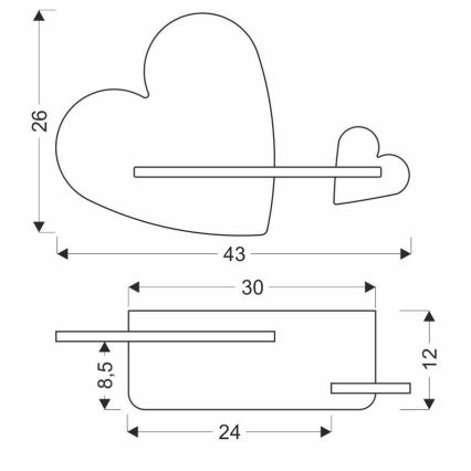 LED væglampe med hylde til børn HEART LED/5W/230V lyserød/hvid/træ