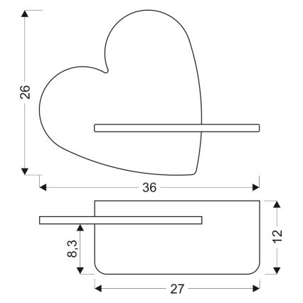 LED væglampe med hylde til børn HEART LED/5W/230V lyserød/træ