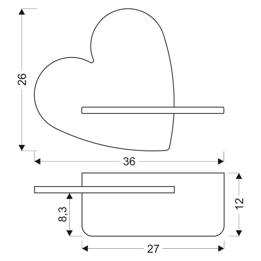 LED væglampe med hylde til børn HEART LED/5W/230V lyserød/træ