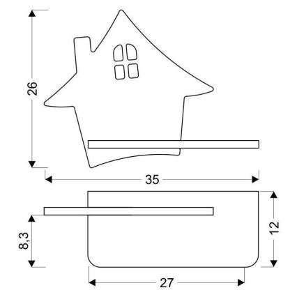 LED væglampe med hylde til børn HOUSE LED/4W/230V grå/træ