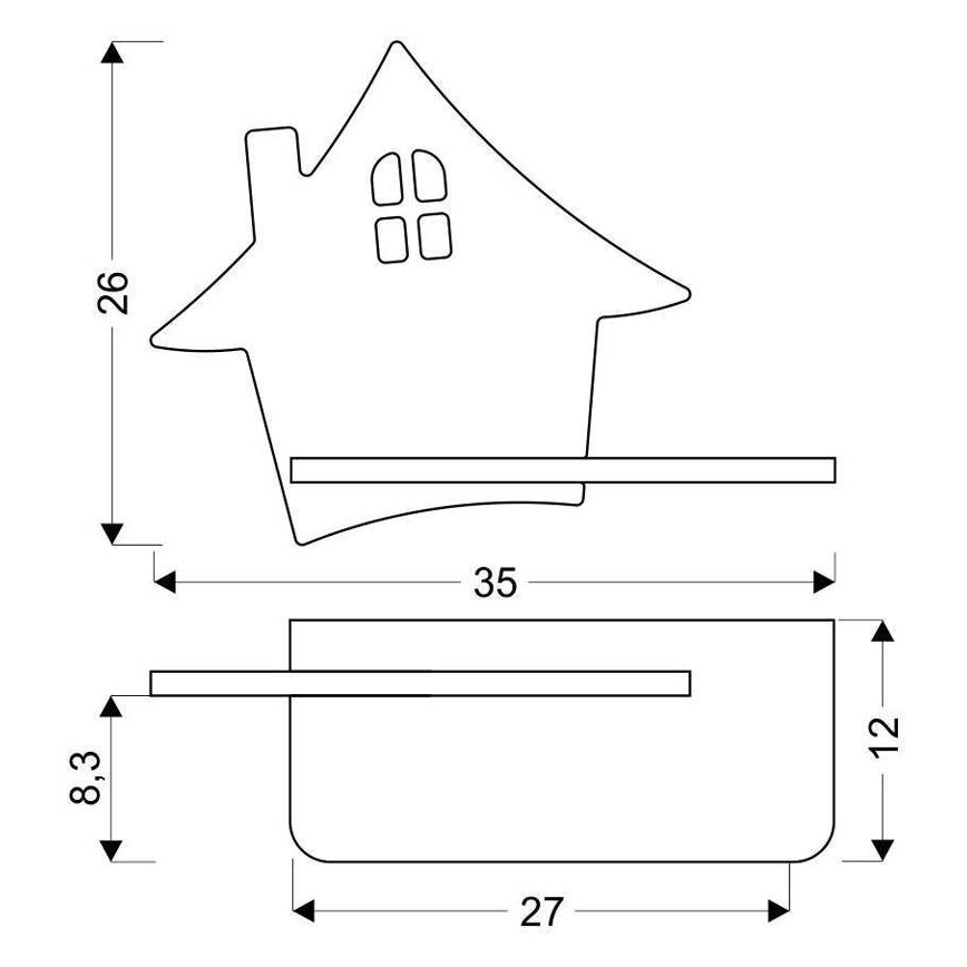LED væglampe med hylde til børn HOUSE LED/4W/230V grå/træ
