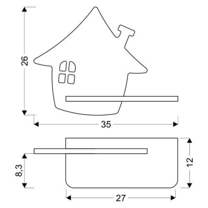 LED væglampe med hylde til børn HOUSE LED/4W/230V grøn/træ