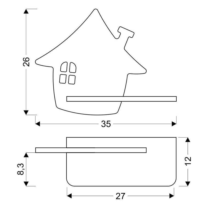 LED væglampe med hylde til børn HOUSE LED/4W/230V grøn/træ
