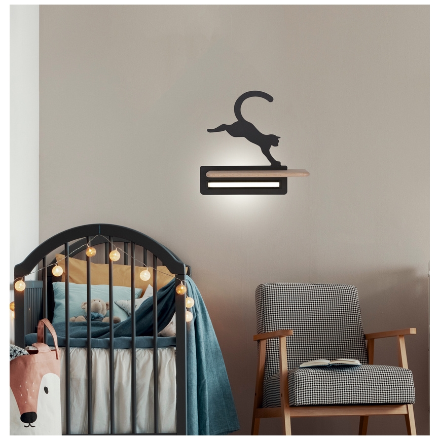 LED væglampe med hylde til børn JUMPING CAT LED/5W/230V