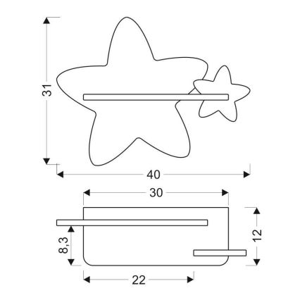 LED væglampe med hylde til børn STAR LED/5W/230V