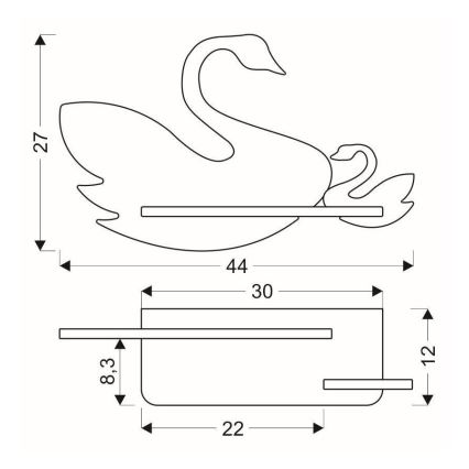 LED væglampe med hylde til børn SWAN LED/5W/230V
