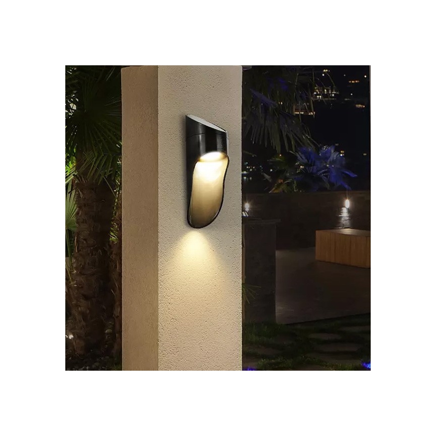 LED væglampe med solceller PALESA LED/1W/3,7V IP65 sort
